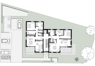 Lageplan mit Grundriss Erdgeschoss